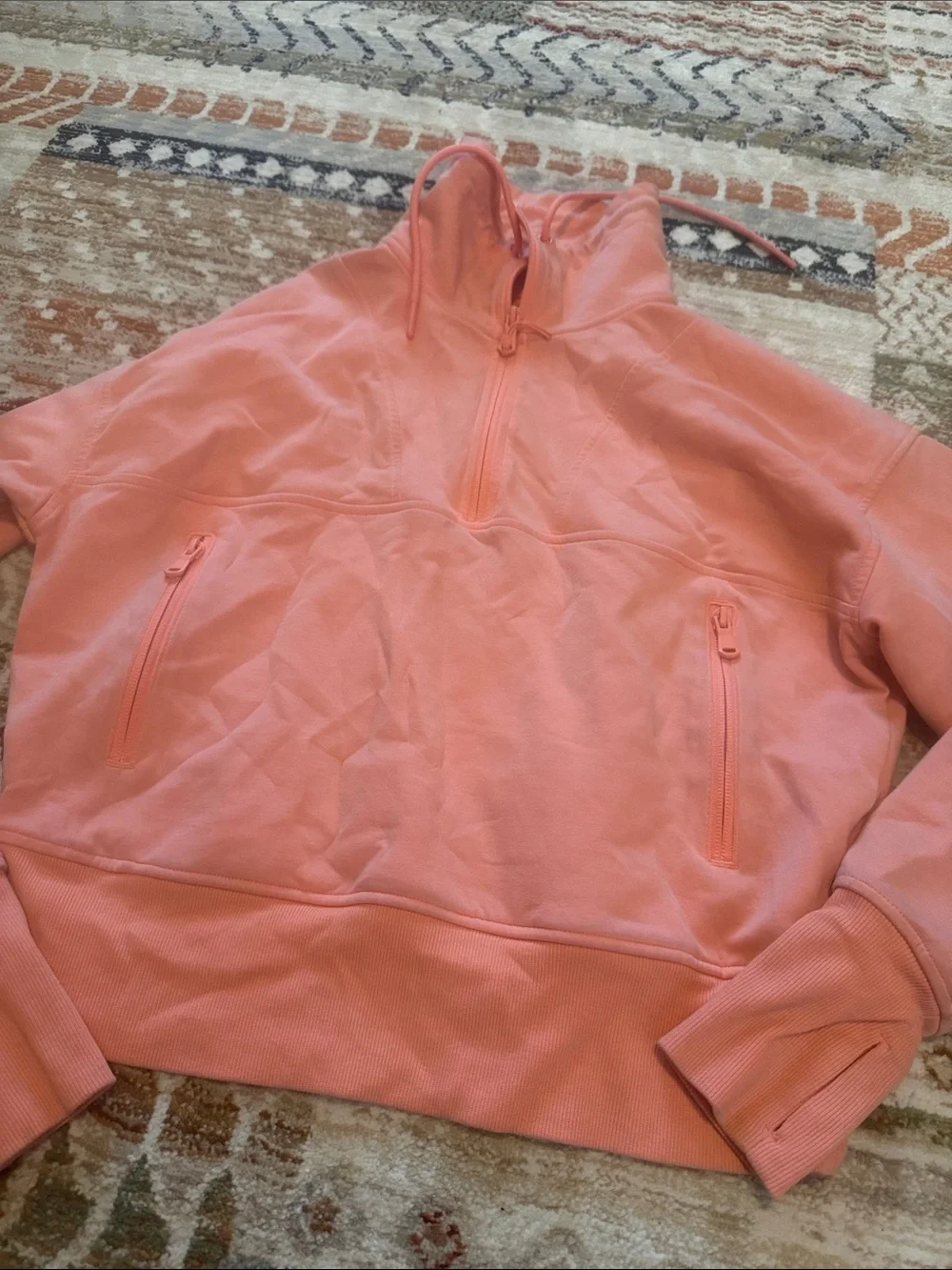Old Navy 1/4 zip Coral Half Zip Sweatshirt Size Small